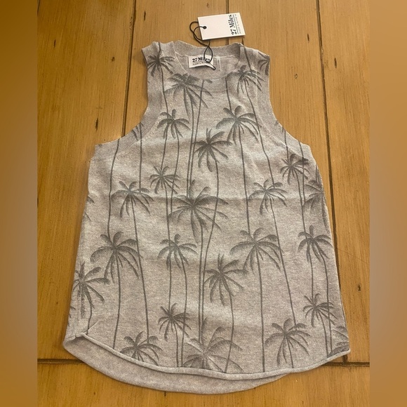 27 Mile Malibu Women Salinas Gray Palm Sleeveless Tank Top Tree Shimmer new XS - Picture 1 of 15